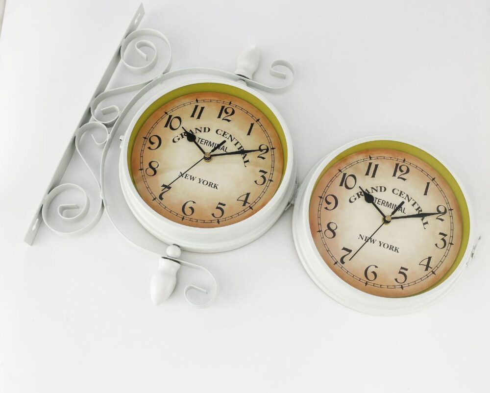 Antique Style Double Sided Wall Clock-White - Image 3